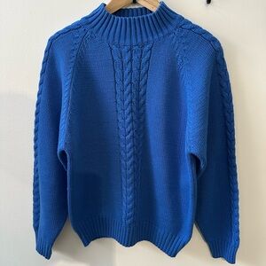 Vintage Blue Cable Knit Fisherman Sweater